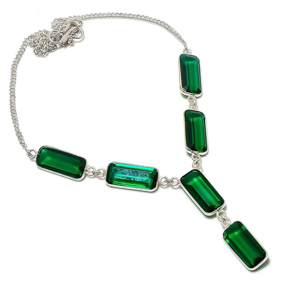 

Natural Chrome Diopside Gemstone 925 Sterling Silver Jewelry Necklace 18 g3h98