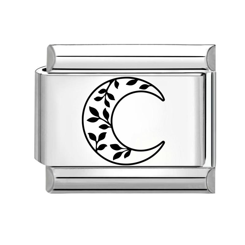Fashion Laser Engraving Love Series Eye Sun Moon Cat Star Italian Charm Links Fit 9mm Stainless Steel Bracelet DIY Making Gift