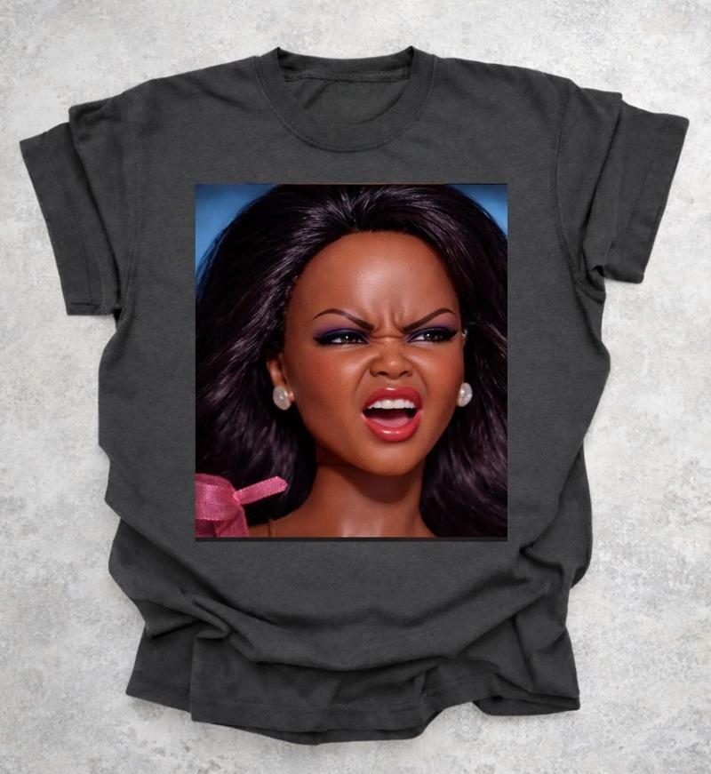 Angry Disgusted Black Doll Face Meme Reaction Meme Funny Shirt Summer Unisexs and Womens Loose and Breathable Tshirt Top