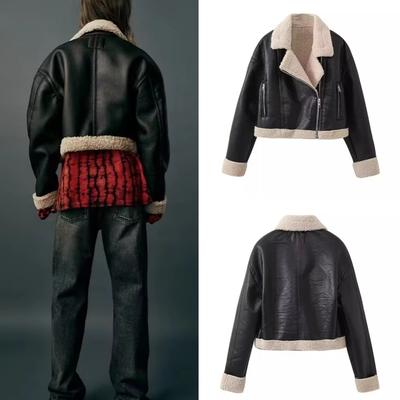 2024 Outono/Inverno Nova Moda Feminina Grossa Quente Faux Shearling Jaqueta Casaco Vintage Manga Longa Feminino Outerw