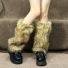 25-40cm Black White Grey Vintage Faux Fur Leg Warmers Winter Warm Furry Boots Cover for Women Sock Punk Jk Cosplay Accessories