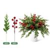 Norfolk Branches Red Berry Stems Artificial Christmas Picks Fake Needles With Holly Berries For Xmas Tree Filler Decorations Festival Holiday