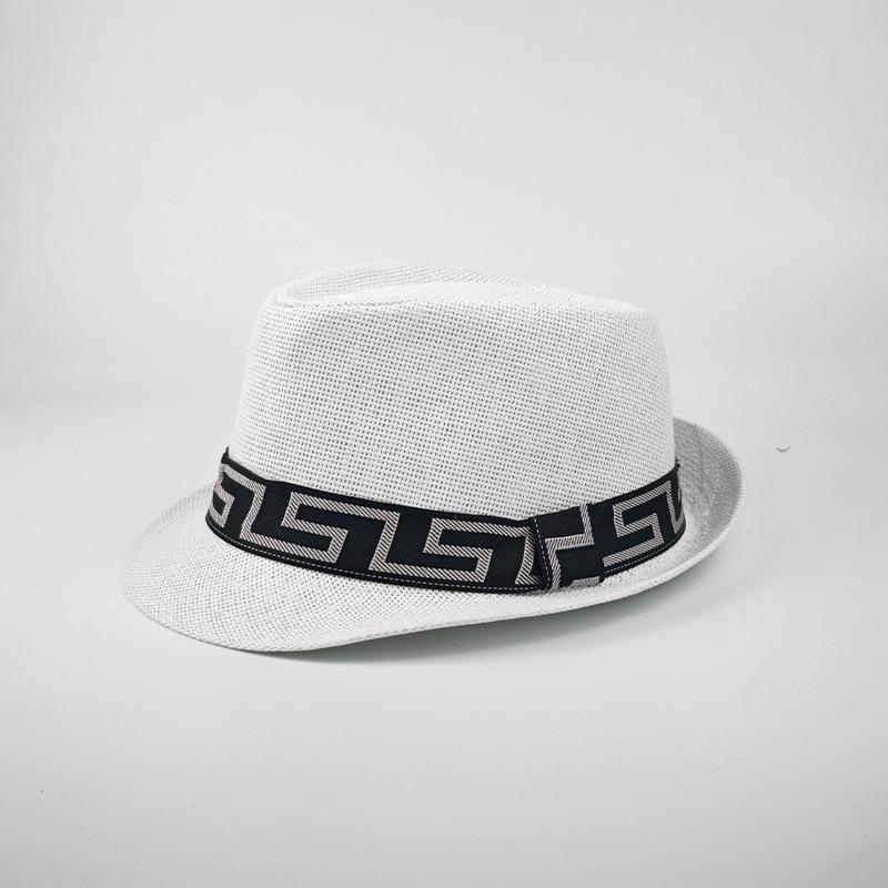 

Новая весенне-летняя мужская соломенная шляпа-цилиндр с короткими полями Tide British Jazz Sunshade, солнцезащитная пляжная шляпа для джентльмена белый