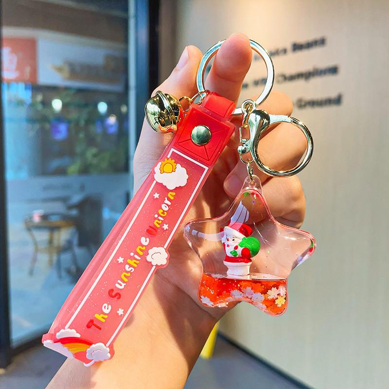 

Рождественские акриловые брелоки Очаровательные дизайны с плавающим маслом для подарков на праздник Red Santa