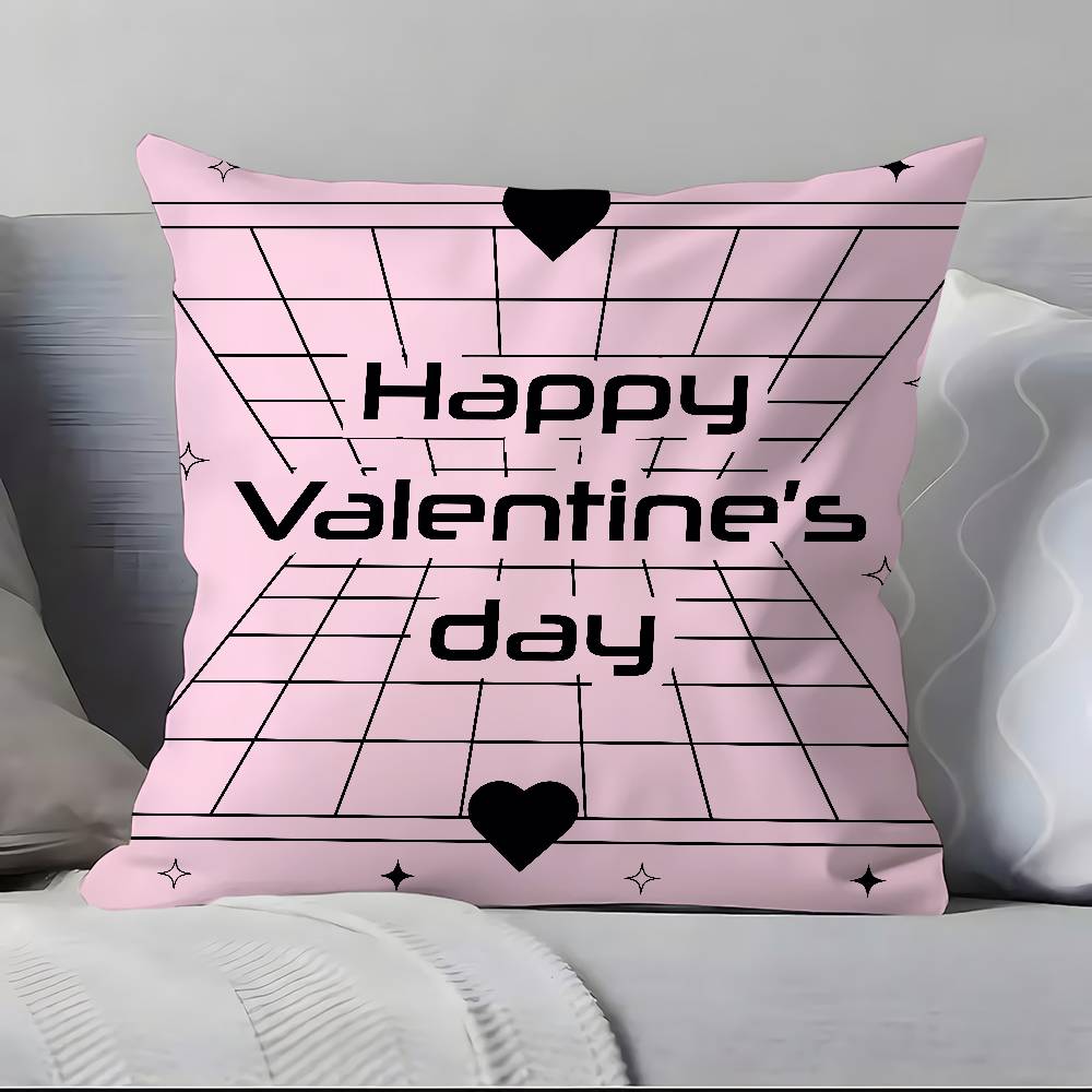 Valentine's Day Stickers X Pillow Case Anti-dustmite Pillowcase Invisible Zipper Silky Short Plush Sofa Cushion Cover