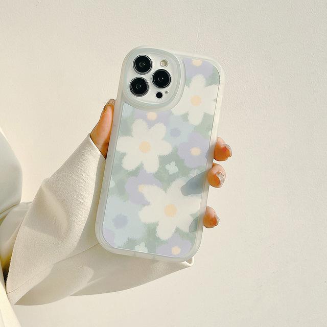 Art Wavy Blue Flower Strawberry Cute Silicone Soft Back Case For Iphone 14 X Xr 7 8 Plus 13 Promax 11 12 Mini Xsmax Phone Capa