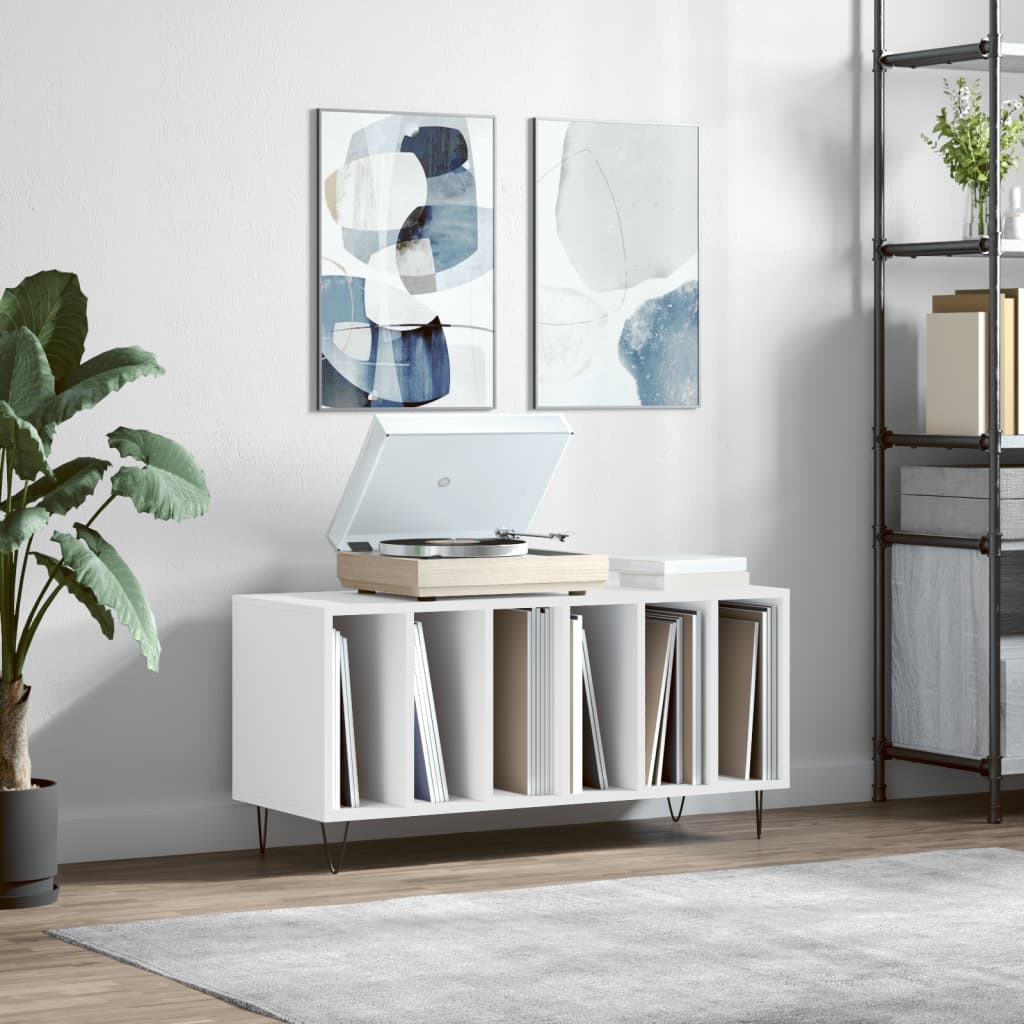 White Record Cabinet 100 x 38 x 48 cm Engineered Wood