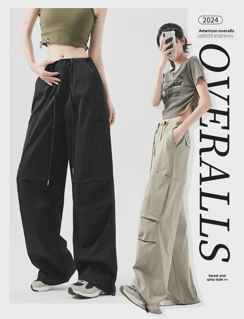 Women's High-Waist Velvet-Lined Wide-Leg Climbing Pants - Autumn/Winter 2025 American Style