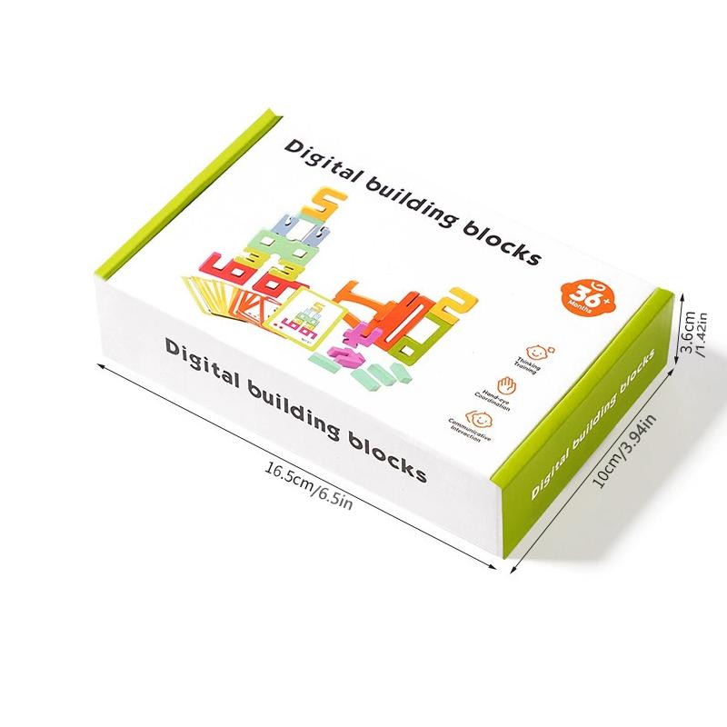 Wooden Stacking Construction Blocks Digital Creative Puzzle Children's Instructive Playthings Montessori Colour Construction Brick Playthings Present