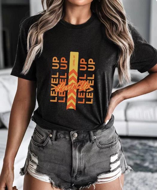 Level Up Arrow Design Tee | Motivational Positive Kindness Shirt 2XL