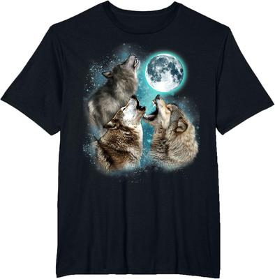 3 Luna del Lupo Testa di Lupo Ululante Lupi Divertenti Per Uomini Donne T-Shirt T-Shirt Unisex
