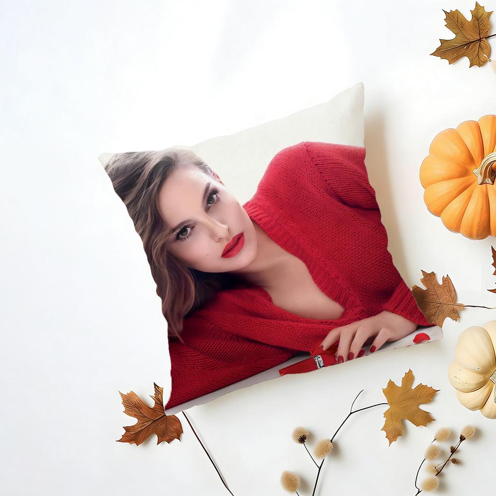 NNatalie Portman Cushion Cover Washable Linen Pillowcase Soft for Daily Sofa Bed Home Room Decor
