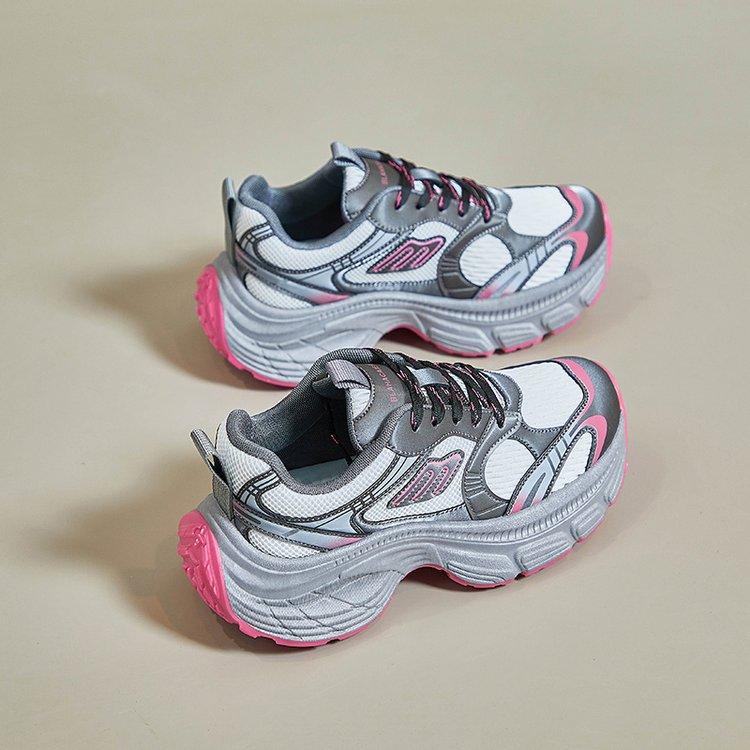 

New Women s Breathable Mesh Color Block Platform Sneakers Thick Sole Casual Sports Shoes 35 розовый