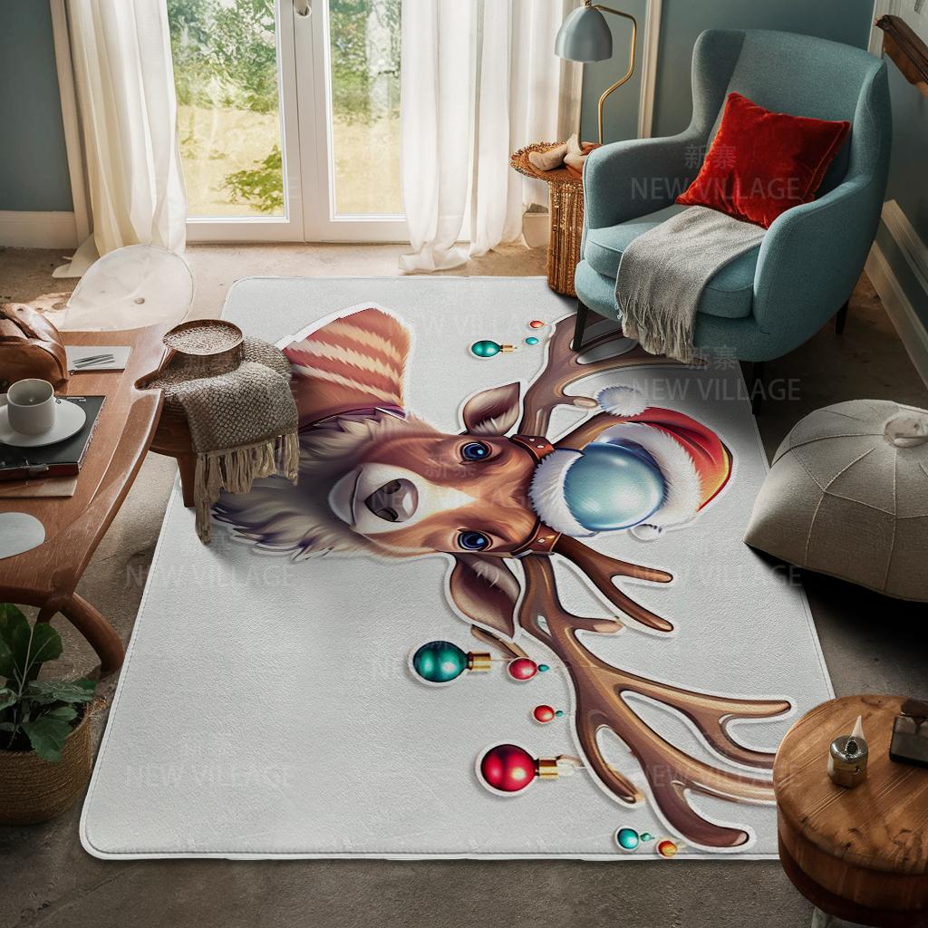 House Entrance Carpet Home Door Mat Living Room Bath Foot Bathroom Non-slip Water Absorption Rugs Bath Merry Christmas Winter