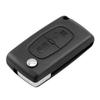 Black/Silver 2-Button Folding Key Shell with Soft Buttons for Peugeot Citroën