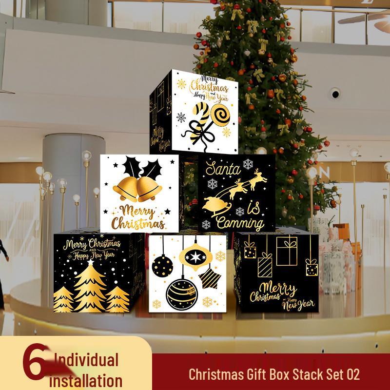 Festive Stacked Gift Boxes for Christmas Window Displays and Decor