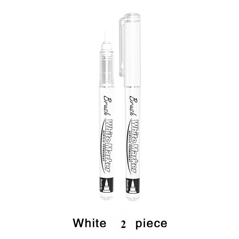 2/3/6/10 Stuks Witte Verfpennen Zachte Punt Acryl Verf Marker Set Directe Vloeibare Inkt voor Glas Canvas Hout Leer Keramiek Schilderen