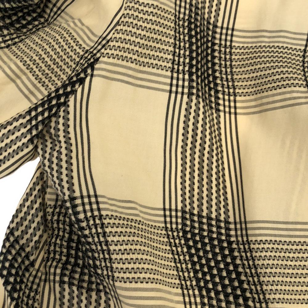 AKIRANAKA Check Long Sleeve Band Color Blouse 2 Beige Women Used