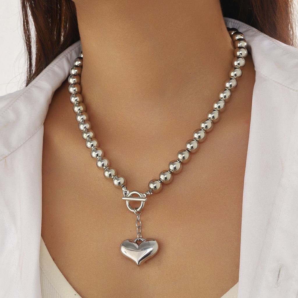 Creative Multi-layer Pearl CCB Sweater Chain Collarbone Chain Temperament Elegant Love-shaped Layer Necklace