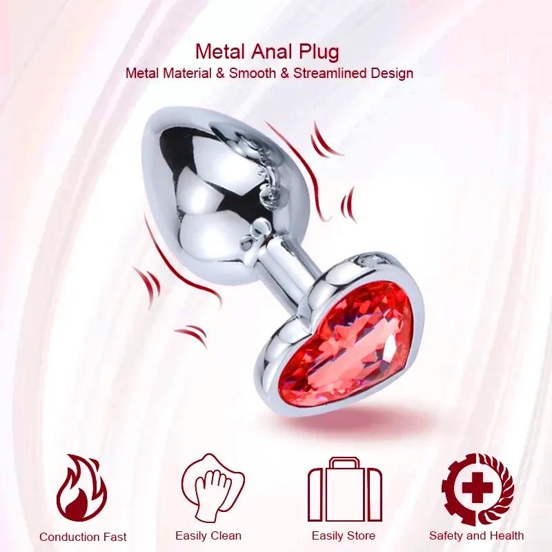 Metal Anal Plug for Women Men Couples Butt Plug Butt Toy Adult Game Masturbator Anal S/M/L Diamond Sex Toy for Adult Products