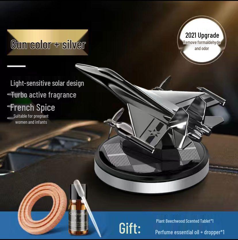 Solar-Powered Airplane Car Perfume - Innovative Men's Car Ornament for Center Console