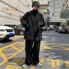 Men Woolen Coat Lapel Long Sleeve Single Breasted Windbreaker Solid Color Loose Fit Mid-length Coat with Pockets Formal Wear