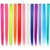12Pcs Colored Hair Extension Clip Colorful Straight Hair Piece Wig for Kids Girls Highlights Clip