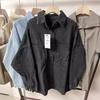 Women's Washed Blue Denim Shirt Jacket with Pocket Embellishments - European & American Style, Autumn Collection