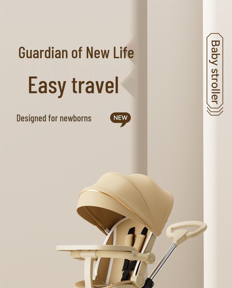 Lightweight Reclining & Sitting Baby Stroller - Two-Way Foldable Newborn & Kids Stroller