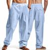 European and American New Men's Loose Linen Casual Wide-leg Trend Beach Sports Four-season Breathable Trousers