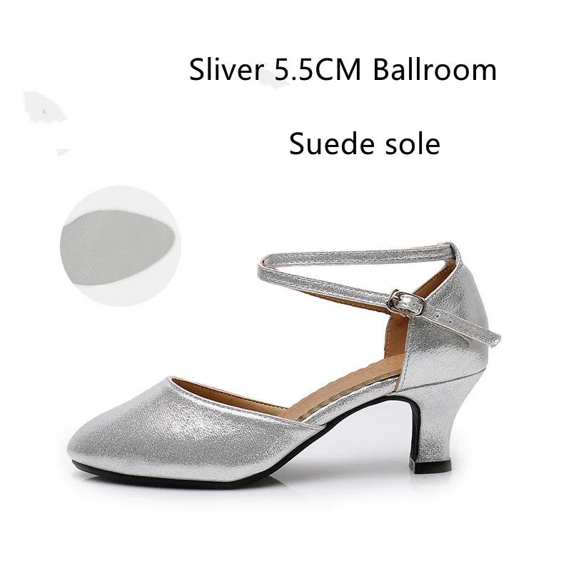 Standard-Damenschuhe Perlmutt Damen Standard-Tanzschuhe Geschlossene Zehen Salsa-Schuhe Gummi Weiche Laufsohle Modern Dance Niedriger Absatz