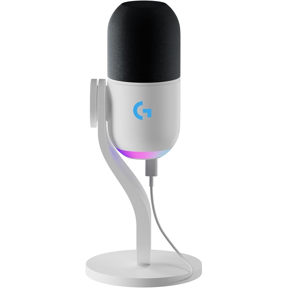 Logicool G Yeti GX Dynamic Gaming Microphone Super Cardioid Noise Reduction RGB LIGHTSYNC USB for PC and Mac White