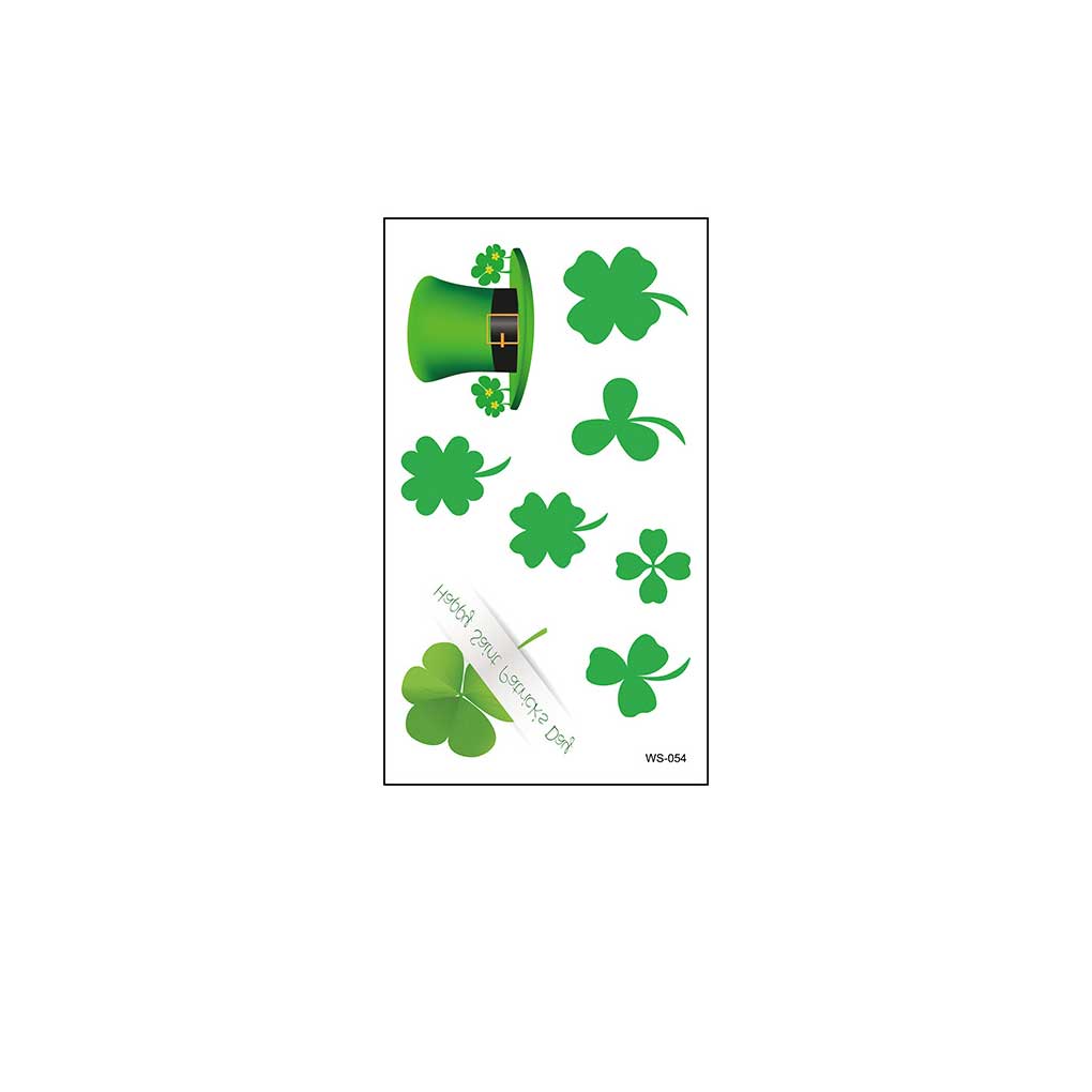 Pack of 10 St.Patrick's Day Hat Temporary Stickers Face Art Waterproof Arm Hand Decorations Supplies Kids Adult