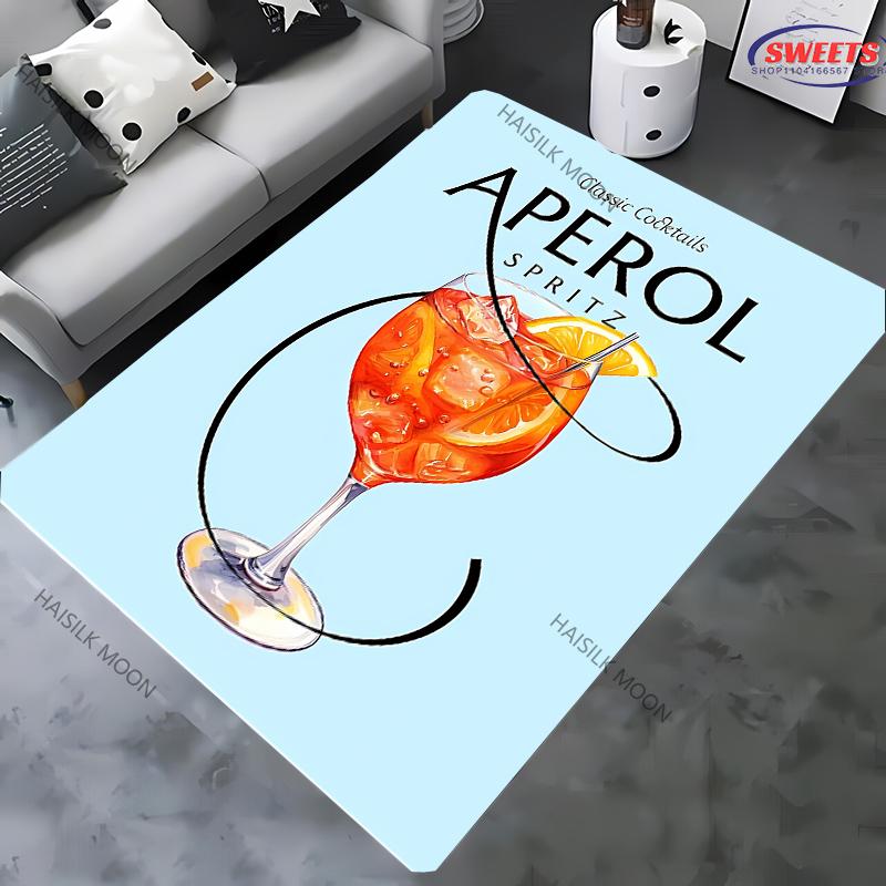 Tappeto Stampato con Motivo A Aperol S Spritz, Banda Classica 3D, Tappeto Nuova Uscita per Soggiorni, Camere da Letto, Aree Ufficio, Tappetino Lavabile