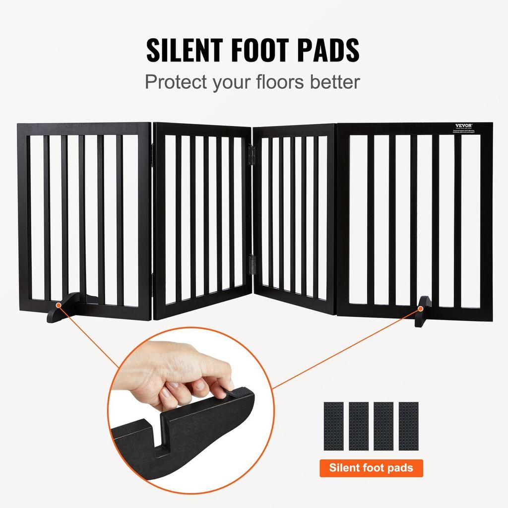 Free Standing Dog Gate, 24" H X 80.3" W Freestanding Pet Gate, 4 Panels Foldable Dog Gate for Wide and Narrow Passageways, Expandable Dog Barrier with