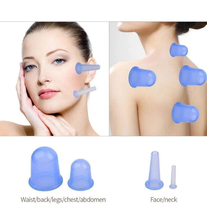 Silikon Vakuum Schröpfen Massage Gläser Anti Cellulite Massage Gesichts Saugnäpfe Gesicht Hals Lift Haut Schaben Guasha Anti Falten