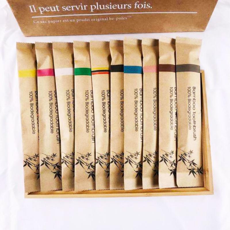 5Pcs Disposable Natural Bamboo Toothbrush Soft Bristle Bamboo Toothbrushes Soft Dental Oral Care Random Color