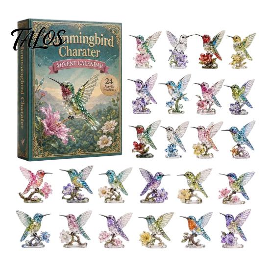 Festive Party Supplies 2026 Hummingbird Advent Calendar, 24-Day Acrylic Ornament Set with Bird Figure Holiday Favors Countdown, Christmas Tree Hanging