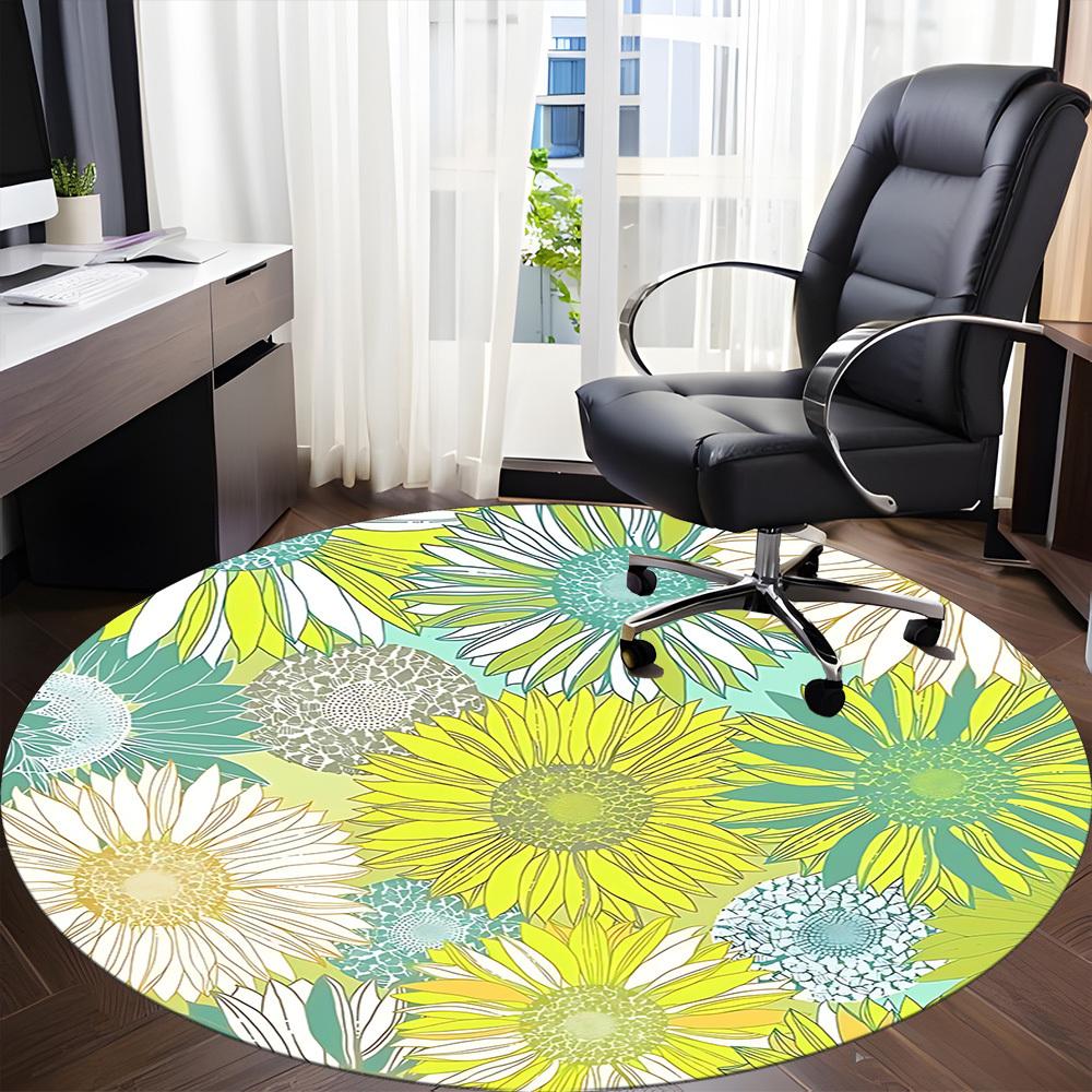 1 Stück Rundteppich mit Blumenmuster für das Büro, rutschfest, weich und langlebig, Büroteppich für die Innendekoration, perfekt für das Büro, schöne Dekoration yy2603120