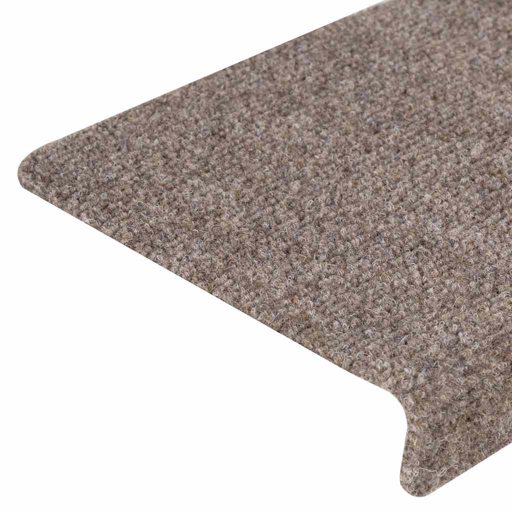Self Adhesive Stair Treads 15 Pcs 65 X 21 X 4 Cm Beige Rectangular Edge