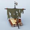 MOC Mittelalterliche Piratenbar Modellbausteine Set Papagei Blockhütte Inselhaus Lagerfeuer Baum Segelboot Schiff Steine Spielzeug Geschenk