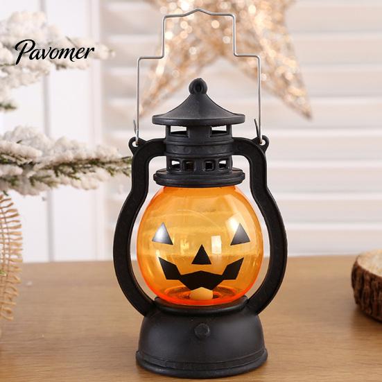 Durable Plastic Lamp Halloween Pumpkin Lantern, Flickering LED Lamp, Vintage Handheld Spooky Night Decor Oil for Tabletop Indoor Outdoor Party