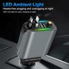 NEW 4 In 1 Retractable Fast Car Charger with Starlight Roof Phone Charger,120W USB C Adapter,2 USB Ports Phone Car Chargers For iPhone Samsung