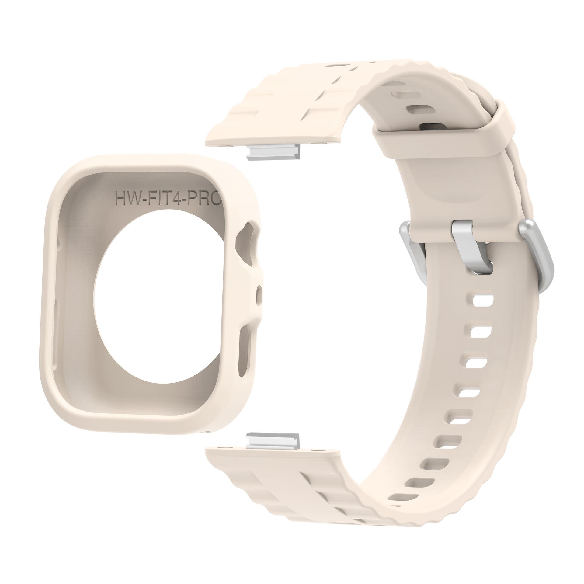 

Силіконовий чохол+ремінець для Huawei Watch Fit 4 Pro Зручний Комфортний Дихаючий Ремінець Huawei Watch Fit4 бежевий