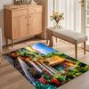 Mediterranean Village Sunset Garden Area Rug Non Slip Soft Floor Carpet for Living Room Bedroom Entryway Vibrant Scenic Decor