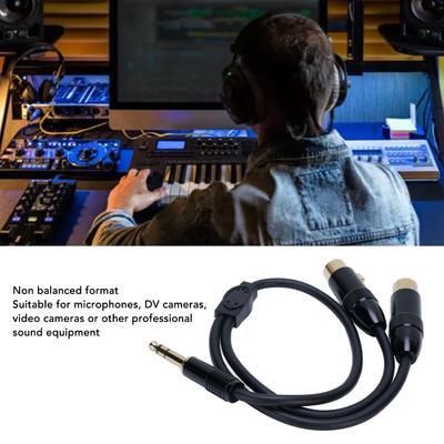 0.5m / 1.6ft 6.35mm TRS To 2 XLR Y Splitter Cable Microphone Patch Adapter Cable  For Mixer