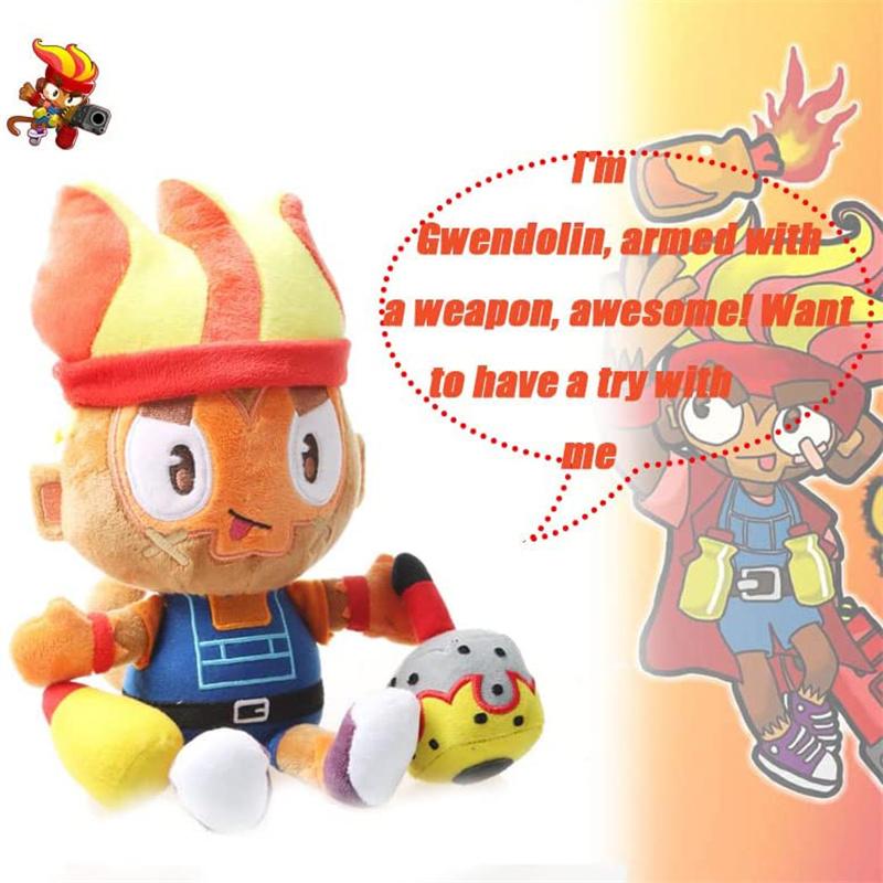Peluche Obyn Greenfoot Peluche Gwendolin Peluche Bloons TD 6 Animale di Peluche Scimmia Frecciatrice Cuscino per Dormire Bambola da Collezione Regalo per Bambini