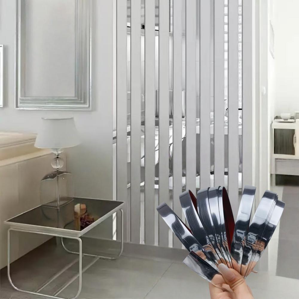 

1 шт. 5 м x 1,5 см DIY Полосатые зеркальные наклейки Самоклеящиеся ПВХ Настенные наклейки Зеркальные полосы Съемные для дома Искусство Настенный декор 5mX1.5cm серебряный