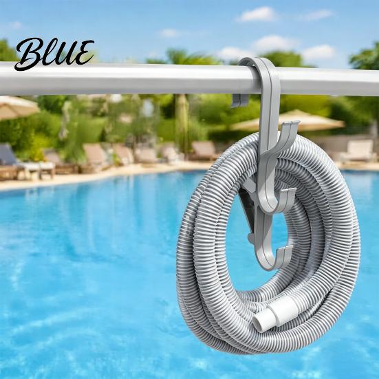 Swimming Pool Cleaning Supply Organizer Poolside Pole Hanger with 3 Hook Configuration Weather Resistant Hangers Organizer for Telescoping Skimmer