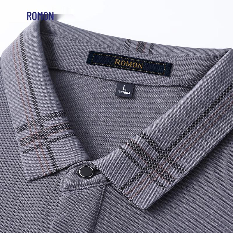 Romon Men's Anti-Wrinkle Silk & Wool Blend Long Sleeve Polo Shirt